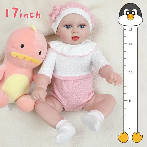 Miniatura 4 de Muñecas realistas de bebé Reborn – Cuerpo suave de vinilo de 17 pulgadas, muñecas realistas recién nacidas, regalo para niños a partir de 3 años
