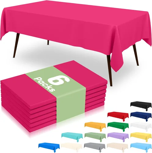 Miniatura 41 de misaya 6 paquetes de manteles de plástico desechables, 54 x 72 pulgadas mantel rectangular impermeable, cubiertas de mesa decorativas a prueba