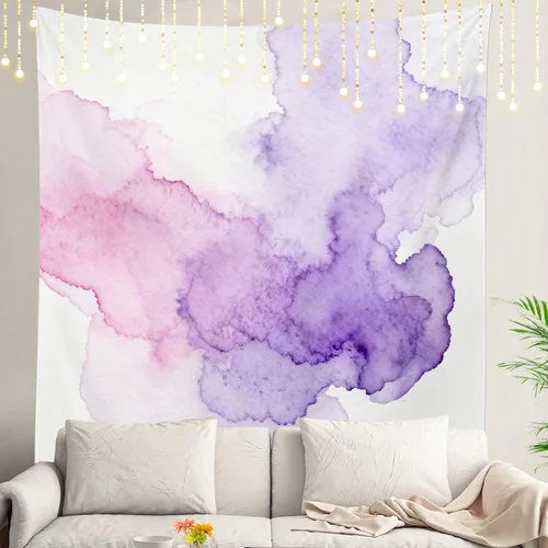Miniatura 108 de Shrahala Tapiz de pared azul brillante, acuarela azul degradado para colgar en la pared, tapiz grande decorativo de fibra de poliéster, dobladillo