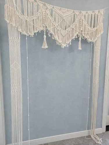 Miniatura 4 de kiido Gran macramé para colgar en la pared, decoración bohemia de boda para cenador/arco, cortina de puerta, telón de fondo de fotos, decoración