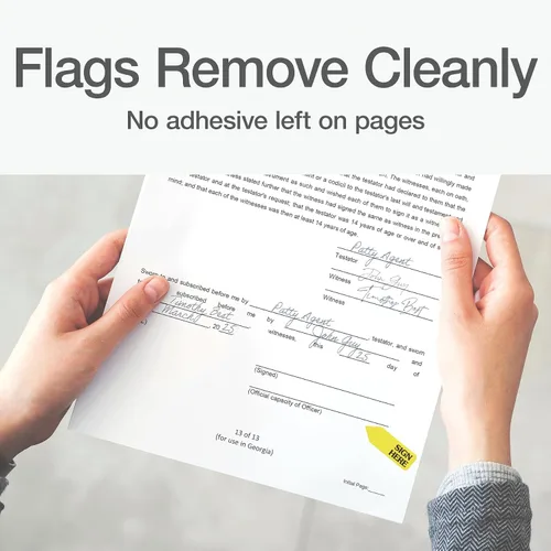Miniatura 4 de Redi-Tag 91001 - Recambios para bandera de página de mensaje de flecha, "Sign Here", amarillo, 120 banderas por rollo (caja de 6 rollos)