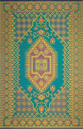 Mad Mats Alfombra para Exteriores, Tapete de Plástico Reversible para Patio, Porche, Terraza, Cocina y Baño, Turco, 6' x 9', Aqua