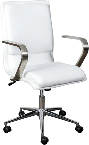 Miniatura 11 de Flash Furniture James Silla de oficina ejecutiva de diseño con respaldo medio, tapicería LeatherSoft negra, base y brazos negros, asiento giratorio