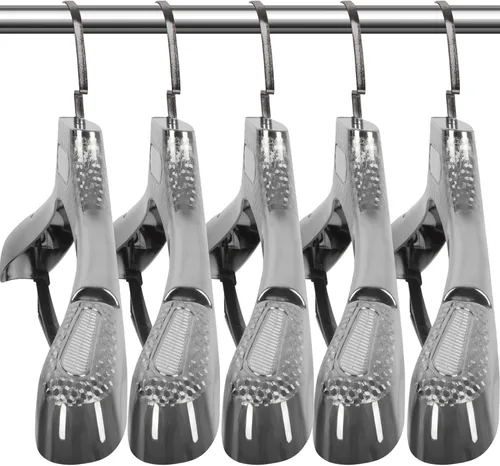 Miniatura 22 de DEDU Paquete de 15 perchas de traje para hombres, perchas marrones extra anchas antideslizantes de ancho 17.7 pulgadas, plástico grueso con barra