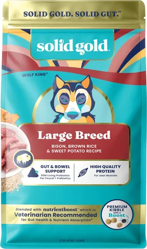 Solid Gold Bison Alimento seco para perros grandes – Alto en proteína, croquetas de grano entero con bisonte real, arroz integral y Omega 3 –