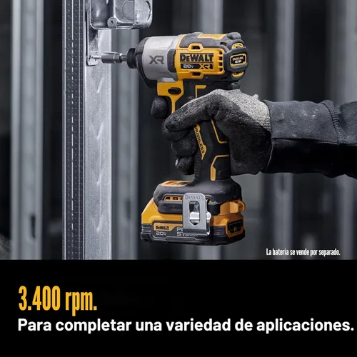 Miniatura 6 de DEWALT Destornillador de impacto MAX XR de 20 V, par alto de 1/4 pulgadas, sin escobillas, 3 velocidades premium inalámbrico con luz LED, tiempo