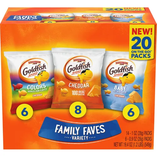 Miniatura 20 de Goldfish Galletas de Queso Cheddar, Galletas de Snack Horneadas, Paquetes de Snack de 1 onza para Llevar, Caja de 20