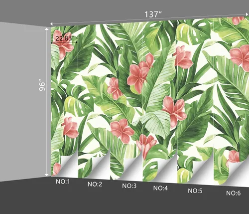 Miniatura 37 de Papel pintado botánico de selva tropical Hojas verdes de planta murales Estética para decorar habitación Sala de estar Fondo de TV Gran mural de B033