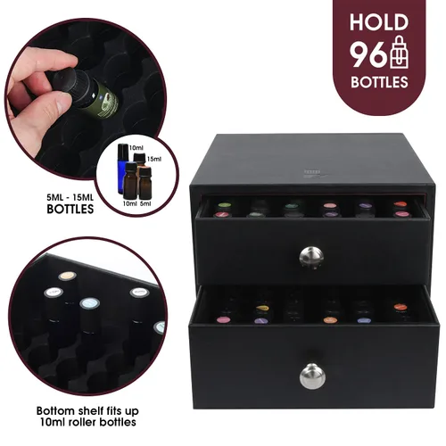 Miniatura 5 de J JACKCUBE DESIGN Caja organizadora de aceites esenciales, con capacidad para 96 botellas de aceites esenciales de 5 a 0.5 fl oz, botellas