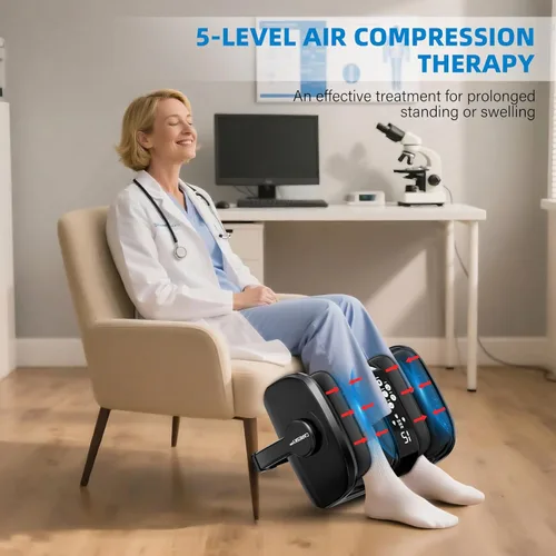 Miniatura 5 de CARESKYpro Masajeador de pies con calor, 3 terapias de calentamiento 5 intensidades, amasado profundo y rodado para la circulación de pantorrillas