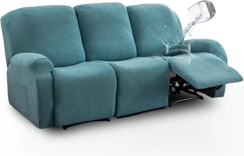 Miniatura 21 de vctops Funda repelente al agua para silla reclinable de 4 piezas con bolsillo lateral, diseño de hojas de jacquard, elástica, suave, protector