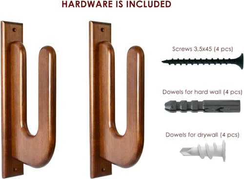 Miniatura 6 de TESLYAR Soporte de pared para tabla de surf, estante de madera para almacenamiento en pared, ganchos de madera maciza para tabla de surf, tabla