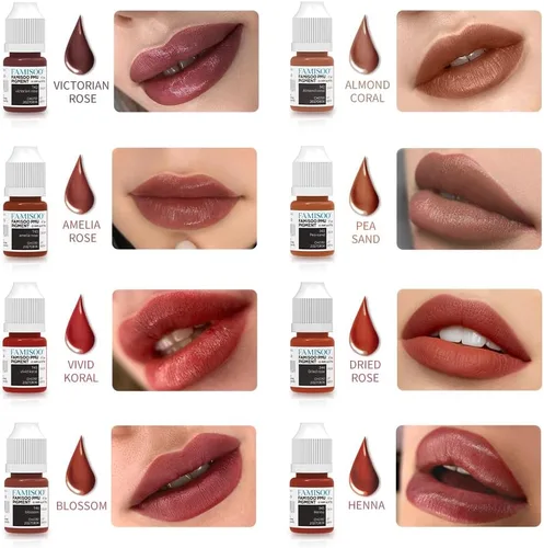 Miniatura 2 de PMU - Pigmento para labios 0.169 fl. oz/5 ml, tinta de tatuaje profesional para labios de larga duración, microblading de color, maquillaje