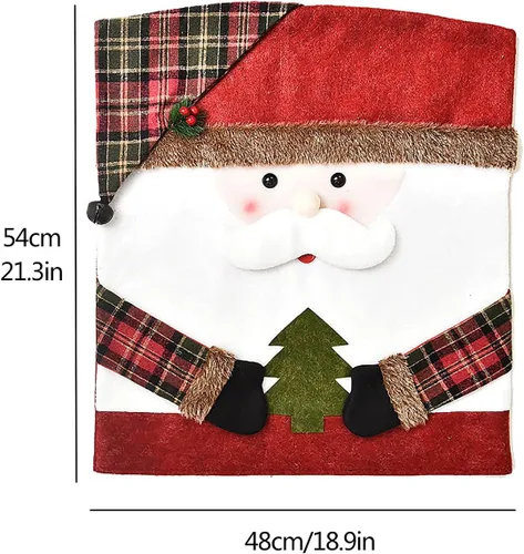 Miniatura 2 de DULRLLY Juego de 4 fundas para sillas de Navidad, diseño de muñeco de nieve, Papá Noel, alce, diseño de dibujos animados, para sillas de cocina, 4