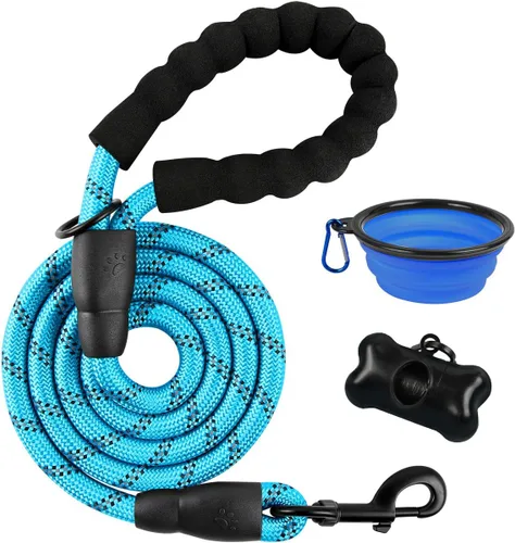 Miniatura 17 de BARKBAY Correas de perro para perros grandes, correa resistente de 4/5/6 pies con cómodo mango acolchado e hilos altamente reflectantes para perros