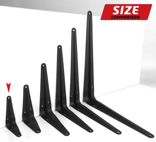 Miniatura 3 de Paquete de 20 soportes flotantes de metal negro resistente de 4 x 3 pulgadas, soporte en L, soporte de esquina para montaje en pared, capacidad