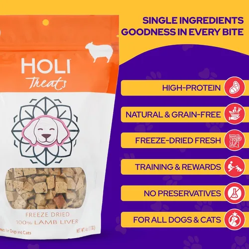 Miniatura 4 de HOLI Paquete variado de golosinas – Golosinas para perros de res, cordero y conejo – Golosinas saludables y naturales liofilizadas para perros