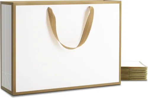 Miniatura 12 de YACEYACE Bolsas de regalo negras con asas, 10 bolsas a granel de 8 x 4 x 10.5 pulgadas para fiestas, cumpleaños, bodas, venta al por menor