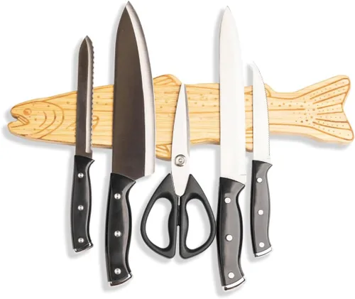 Miniatura 9 de Soporte de cuchillos mangético de alta calidad de 16 pulgadas para pared, imán grabado resistente para cuchillos, a rayas magnéticas de pared o Oso