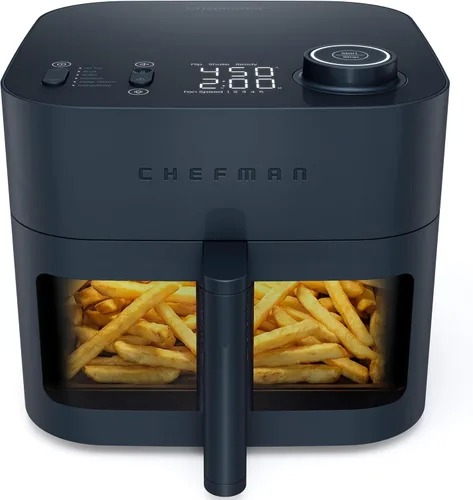 Chefman Crispinator - Freidora de aire 6 en 1 con capacidad de 8 cuartos de galón, temperatura máxima de 450 °F con tecnología TurboFry Pro para