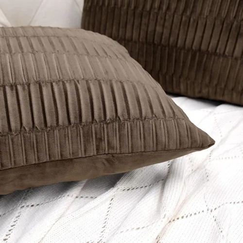 Miniatura 3 de Juego de 2 fundas de almohada decorativas de terciopelo a rayas plisadas de 14 x 26 pulgadas, funda de cojín rectangular suave y elegante para sofá