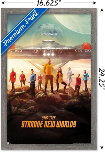 Miniatura 3 de Star Trek: Strange New Worlds - Póster de pared de arte clave, 22.4 pulgadas de largo x 14.7 pulgadas de ancho, versión enmarcada de madera