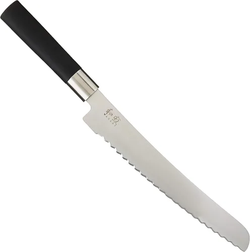 Cuchillo de pan Wasabi Kai de 9 pulgadas, las serraciones anchas son suaves con el pan, el mango cómodo ofrece un agarre seguro en condiciones