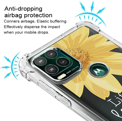 Miniatura 5 de Osophter Funda para Moto G Stylus 5G 2021 con 2 protectores de pantalla floral para niñas y mujeres, absorción de golpes, funda de goma TPU flexible