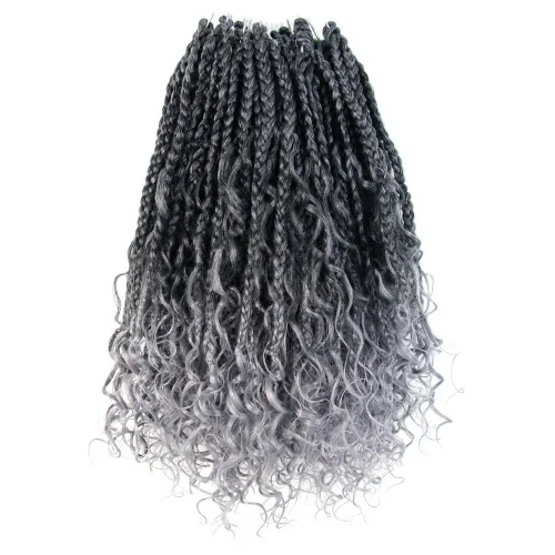 Miniatura 23 de Niseyo - Caja diosa con trenzas de pelo a crochet de 8 pulgadas, paquete de 8 unidades, trenzas de caja a crochet cortas, extremos rizados