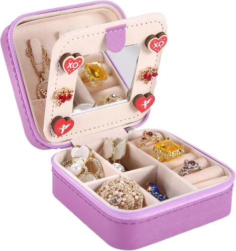 Miniatura 13 de KElofoN Estuche de viaje para joyas Caja de viaje para joyas Organizador de joyas de viaje Pequeño estuche organizador de joyas para niñas y mujeres