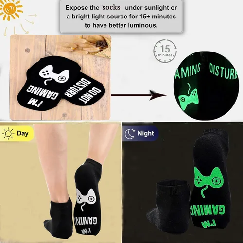 Miniatura 2 de Calcetines para videojuegos, Do Not Disturb I'm Gaming, calcetines de juegos para adolescentes y niños gamer con calcetines brillantes para hombres