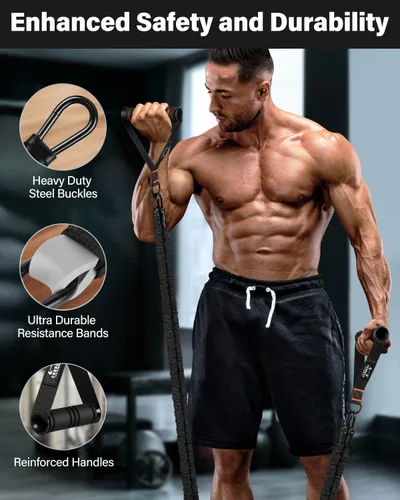Miniatura 6 de Resistance Bands, Exercise Bands, Resistance Bands for Working Out, Pull Up Assistance Bands, Work Out Bands with Handles for Men and Women Fitness