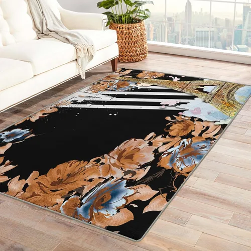 Miniatura 10 de Alfombra botánica pequeña de 2 x 3 pulgadas, alfombra floral, lavable para entrada, dormitorio, sala de estar, alfombra suave antideslizante de pelo