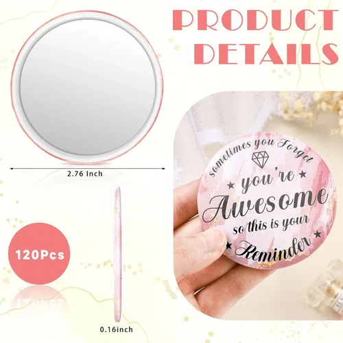 Miniatura 2 de Tradder 120 piezas de espejo compacto a granel para mujeres, regalo de belleza rosa, día de la madre, regalos inspiradores de agradecimiento