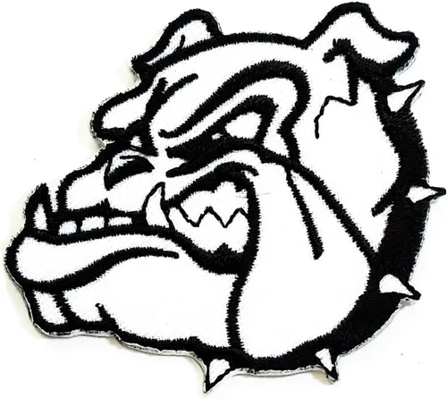 Miniatura 6 de Parche bordado de cabeza gris Bulldog Pitbull de dibujos animados de animales de dibujos animados lindo cachorro carlino perro Pitbull Bulldog perro