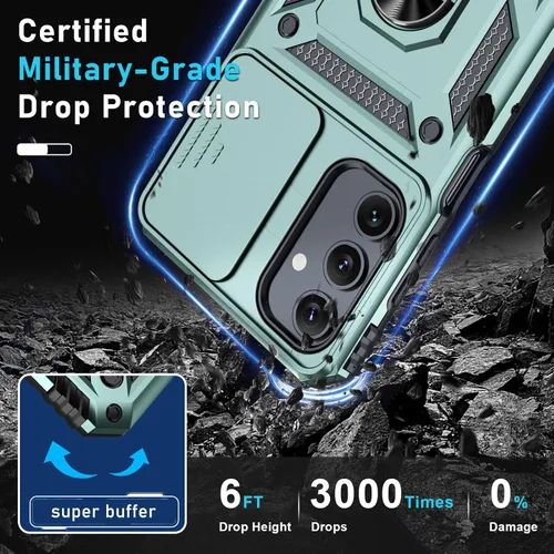 Miniatura 5 de Janmitta Compatible con Galaxy A15 5G Funda con Cubierta Deslizante Integrada para Lente de Cámara + Protector de Pantalla + Soporte de Anillo