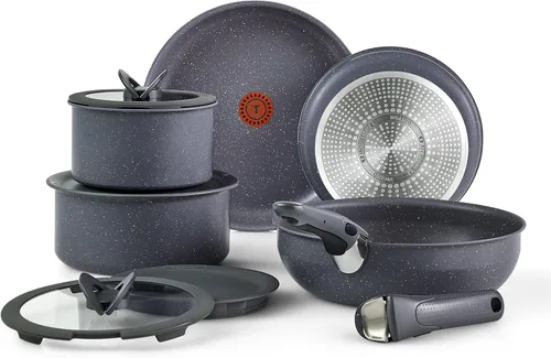 Miniatura 17 de T-fal Ingenio Essentials - Juego de utensilios de cocina con mango desmontable/extraíble de 11 piezas, granito titanio antiadherente, apto para Gris