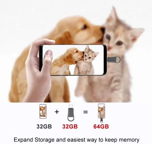 Miniatura 5 de 32GB Unidad flash USB C, unidad flash OTG 2 en 1 USB 3.0, unidad de memoria USB de doble Stick Pen Drive para smartphones Android con tipo-C