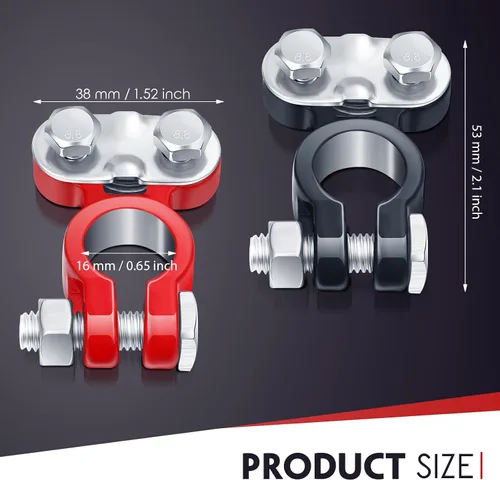 Miniatura 2 de Frienda 2 piezas de terminales de batería para coche, conectores de terminales de batería galvanizados, arandelas anticorrosión de poste superior