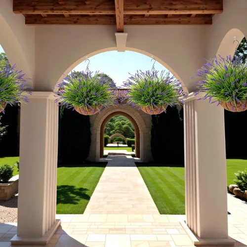 Miniatura 6 de Ammyoo Plantas artificiales de plástico para decoraciones al aire libre, hierba falsa de mono para el porche y patio exterior, plantas verdes Morado