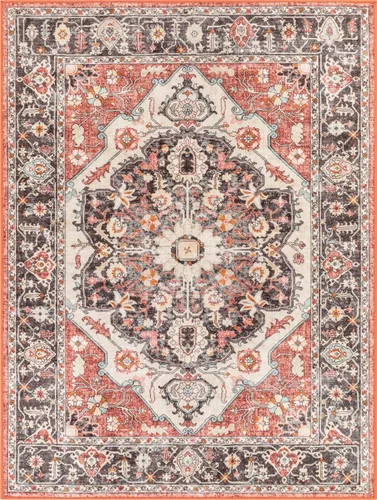 Miniatura 2 de Well Woven Kings Court Zazzu - Alfombra de área con parte trasera de goma antideslizante con medallón oriental de 5 x 7 pies, apta para niños