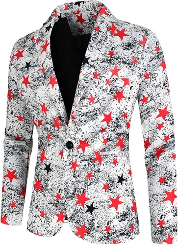 Miniatura 4 de Mens Fashion Casual Printing Star Vintage Suit Pants Three Piece Tuxedo