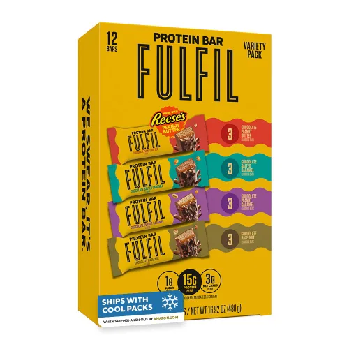 FULFIL - Barras de proteína surtidas Best Sellers, sin gluten, 15 g de proteína, básicas de despensa, 12 unidades