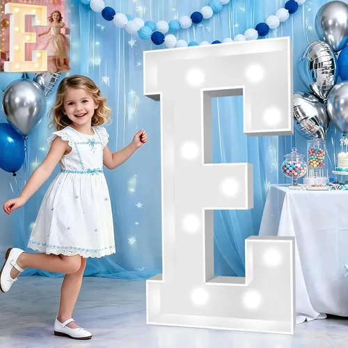 Miniatura 72 de Pooqla Letras de marquesina iluminadas de 3 pies, letras de marquesina con luz LED blanca fría y blanca cálida, letras de mosaico gigante para Letra