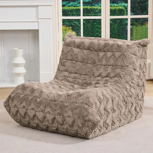 Miniatura 24 de Sillones tipo puf para adultos, puf gigante con espuma viscoelástica, sillón puf con relleno, piel sintética, para la sala, dormitorio u oficina azul
