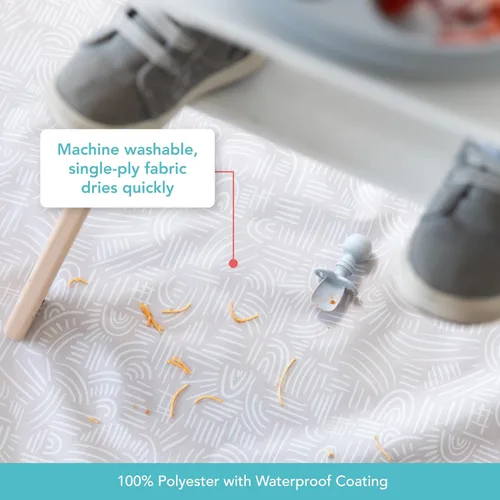Miniatura 4 de Bumkins Alfombrilla de Splat para Debajo de la Silla Alta, Alfombrilla para Desordenes de Comer para Bebés y Niños Pequeños, Tela Reutilizable B2