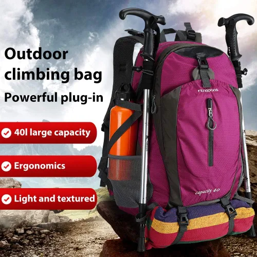 Miniatura 5 de Fengdong Mochila de viaje impermeable y ligera para senderismo, acampadas, de 40 L, para hombres y mujeres A7-rojo