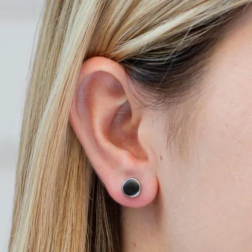 Miniatura 2 de Pendientes de madera orgánica para mujer Juego de pendientes con anillos de acero quirúrgico