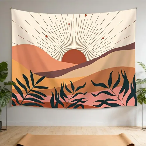 Viajar Tapiz bohemio para colgar en la pared, estilo moderno de mediados de siglo, impresiones artísticas contemporáneas para dormitorio, sala de