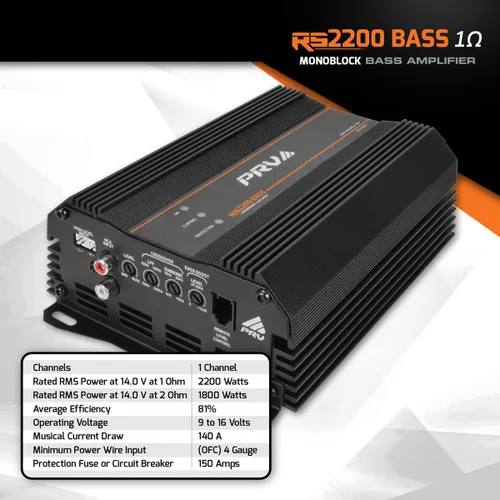 Miniatura 5 de PRV Audio Amplificador de subwoofer monobloque clase D de 2200 vatios RS2200 BASS 1 ohmio - 12 voltios amplificador para automóvil, crossover